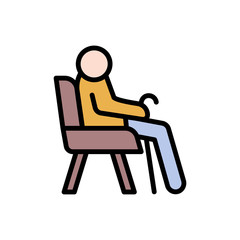 Poster - Chair old man retirement home icon. Simple color with outline vector elements of nursing home icons for ui and ux, website or mobile application