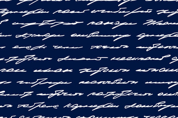 Poster - Write text word, poem, love story, letter, verses. Scrawl handwritten seamless pattern. Vintage background. Abstract indistinct script. Handwriting scribble. Texture written hand poems. Vector prints