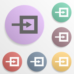 Poster - Arrow, square badge color set icon. Simple glyph, flat vector of arrows icons for ui and ux, website or mobile application