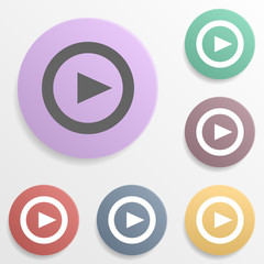 Poster - Arrow, play badge color set icon. Simple glyph, flat vector of arrows icons for ui and ux, website or mobile application