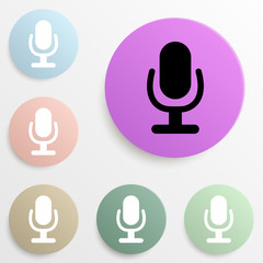Poster - microphone badge color set. Simple glyph, flat vector of web icons for ui and ux, website or mobile application