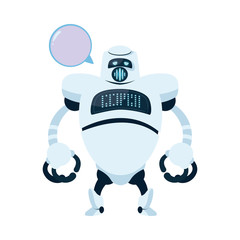 Poster - white robot cartoon with communication bubble vector design