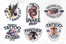 Old School Tattoo Vector Emblems