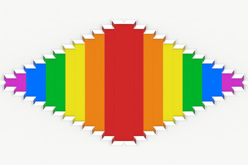 Poster - 3d rendering. lgbt rainbow color square grid tile on white wall design background.