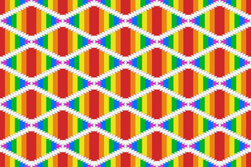 Poster - 3d rendering. seamless lgbt rainbow color square grid tile pattern wall design background.
