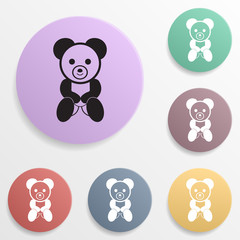Poster - Teddy bear plush toy badge color set icon. Simple glyph, flat vector of toys icons for ui and ux, website or mobile application