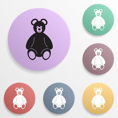 Poster - Teddy bear plush toy badge color set icon. Simple glyph, flat vector of toys icons for ui and ux, website or mobile application