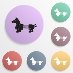 Poster - Dog toy badge color set icon. Simple glyph, flat vector of toys icons for ui and ux, website or mobile application