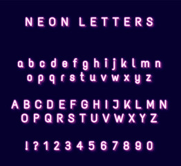 glowing pink neon letters set