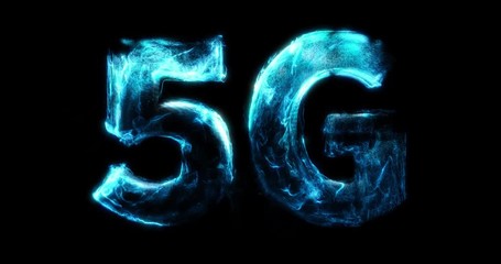 Poster - Abstract 5G Network Internet Mobile Wireless Business concept. Fluid particles, turbulent motion building 5G network. 5G network, high-speed mobile Internet, new generation networks concept. 3D render