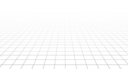 perspective vector grid disappearing into the horizon. wireframe landscape on white background.