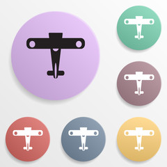 Poster - Toy plane badge color set icon. Simple glyph, flat vector of toys icons for ui and ux, website or mobile application