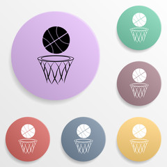 Poster - Basketball and basket badge color set icon. Simple glyph, flat vector of sport icons for ui and ux, website or mobile application