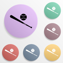 Poster - Baseball bat and ball badge color set icon. Simple glyph, flat vector of sport icons for ui and ux, website or mobile application