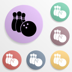 Canvas Print - Bowling and bowling ball badge color set icon. Simple glyph, flat vector of sport icons for ui and ux, website or mobile application