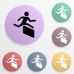 Poster - Runner over barrier badge color set icon. Simple glyph, flat vector of sport icons for ui and ux, website or mobile application on white background