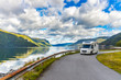 canvas print picture - Family vacation travel RV, holiday trip in motorhome