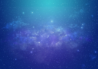 Wall Mural - abstract starry space turquoise with shining star dust and nebula. realistic galaxy with milky way a