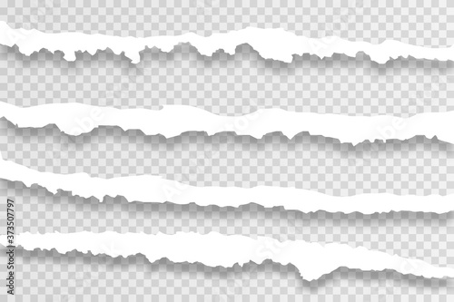 Transparent realistic ripped paper shadow set Poster Mural XXL