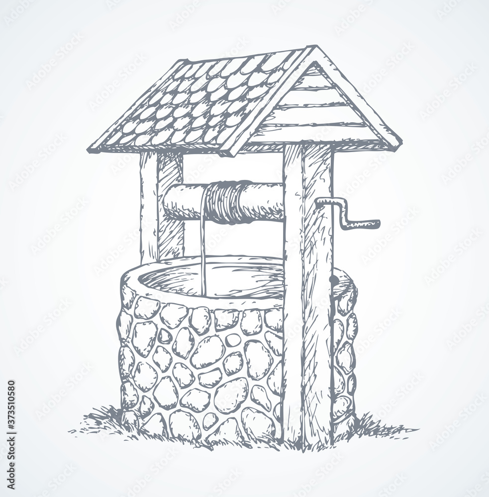 Ancient well. Vector drawing Stock Vector | Adobe Stock