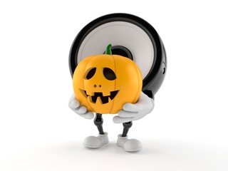 Canvas Print - Speaker character holding jack o lantern