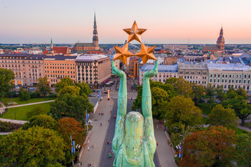 Sticker - Amazing Aerial View of the Statue of Liberty Milda in Riga, Latv