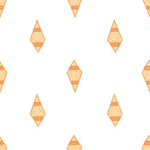 Pattern Filled Orange Diamond Shape Doodles Seamless Pattern Vector Hand Drawn Doodle Style Illustration Surface Design