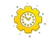 © blankstock - Clock sign. Time management icon. Gear symbol. Yellow circles pattern. Classic time management icon. Geometric elements. Vector