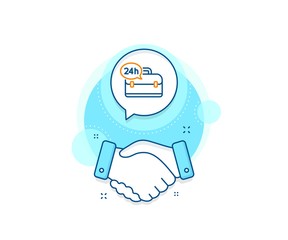 Poster - support help sign. handshake deal complex icon. 24 hour service line icon. feedback symbol. agreemen