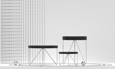 Poster - 3d rendering podium geometry. abstract geometric shape blank podium. minimal scene square step floor