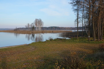 Wall Mural - shore of fall lake