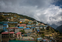 The Sherpa Village Of Namche Bazaar, Along The Trail To Mount Everest.
