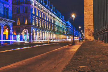 Rue de Rivoli at night, Paris, France