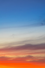 Wall Mural - amazing deep blue and orange colors sunset sky gradient vertical background
