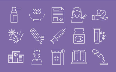 Poster - bundle of fifteen medical set icons