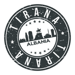  Tirana Albania Round Stamp Icon Skyline City Design Badge Rubber.