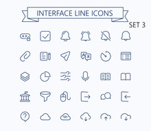 Interface Vector Outline Mini Line Icons Set. 24x24 Px. Pixel Perfect. Editable Stroke.