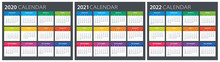 2020 2021 2022 Calendar - Illustration. Template. Mock Up