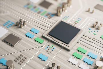 Poster - Toy circuit chip on motherboard.