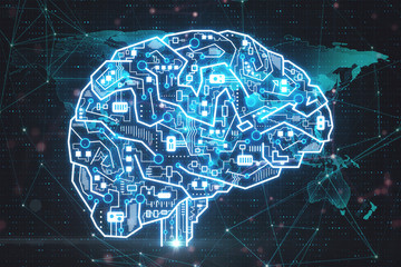 Aufkleber - Creative circuit brain hologram