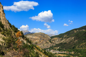 Wall Mural - High altitude village in Alps near the Glacier Blanc in the Ecrins Massif in the southern French Alps