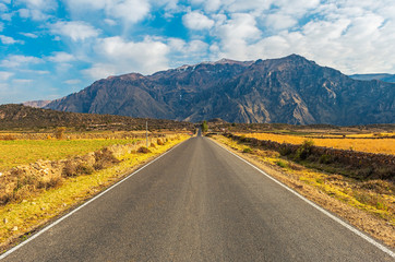 On the road by the Colca Canyon and the Condor's Cross, Arequipa region, Peru.