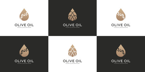 Wall Mural - Set collection olive oil, symbols for beauty salon, skincare, cosmetic, yoga and spa products.
