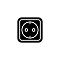 Sticker - electric socket Icon in black flat glyph, filled style isolated on white background