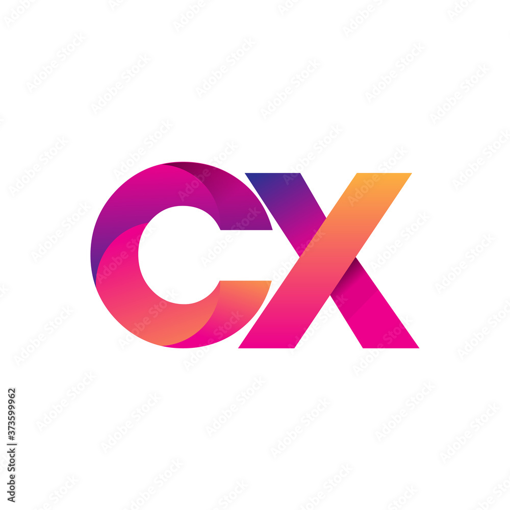 Initial Letter CX Logo Lowercase, magenta and orange, Modern and Simple Logo Design. - obrazy, fototapety, plakaty 