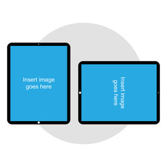 Wall Mural - A double tablet computer in a flat design. Layout with a blank screen on an isolated transparent background.
Vector graphics for presentations. template, banner or website AI, eps10