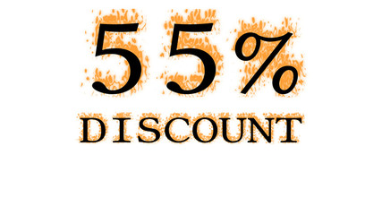 Fototapete - 55% discount fire text effect white isolated background. animated text effect with high visual impact. letter and text effect. 