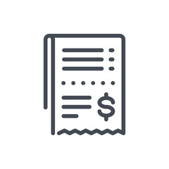 Poster - Receipt and Bill line icon. Invoice with Dollar vector outline sign.