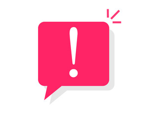 Fototapete - Caution notice warning message bubble icon vector, danger important information notification symbol, attention alert icon mark with exclamation sign flat cartoon, info error announce comment