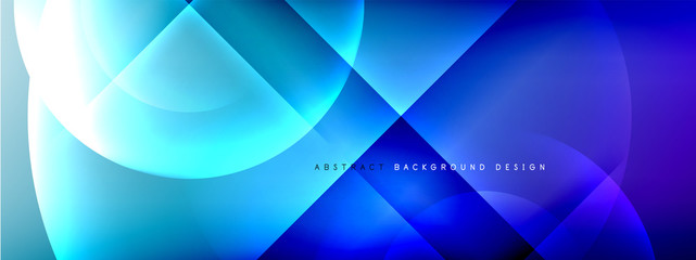 Vector abstract background - circle and cross on fluid gradient with shadows and light effects. Techno or business shiny design templates for text